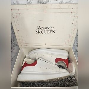 Alexander McQueen Men's White and Red Sneakers. Size 42/8.5 US